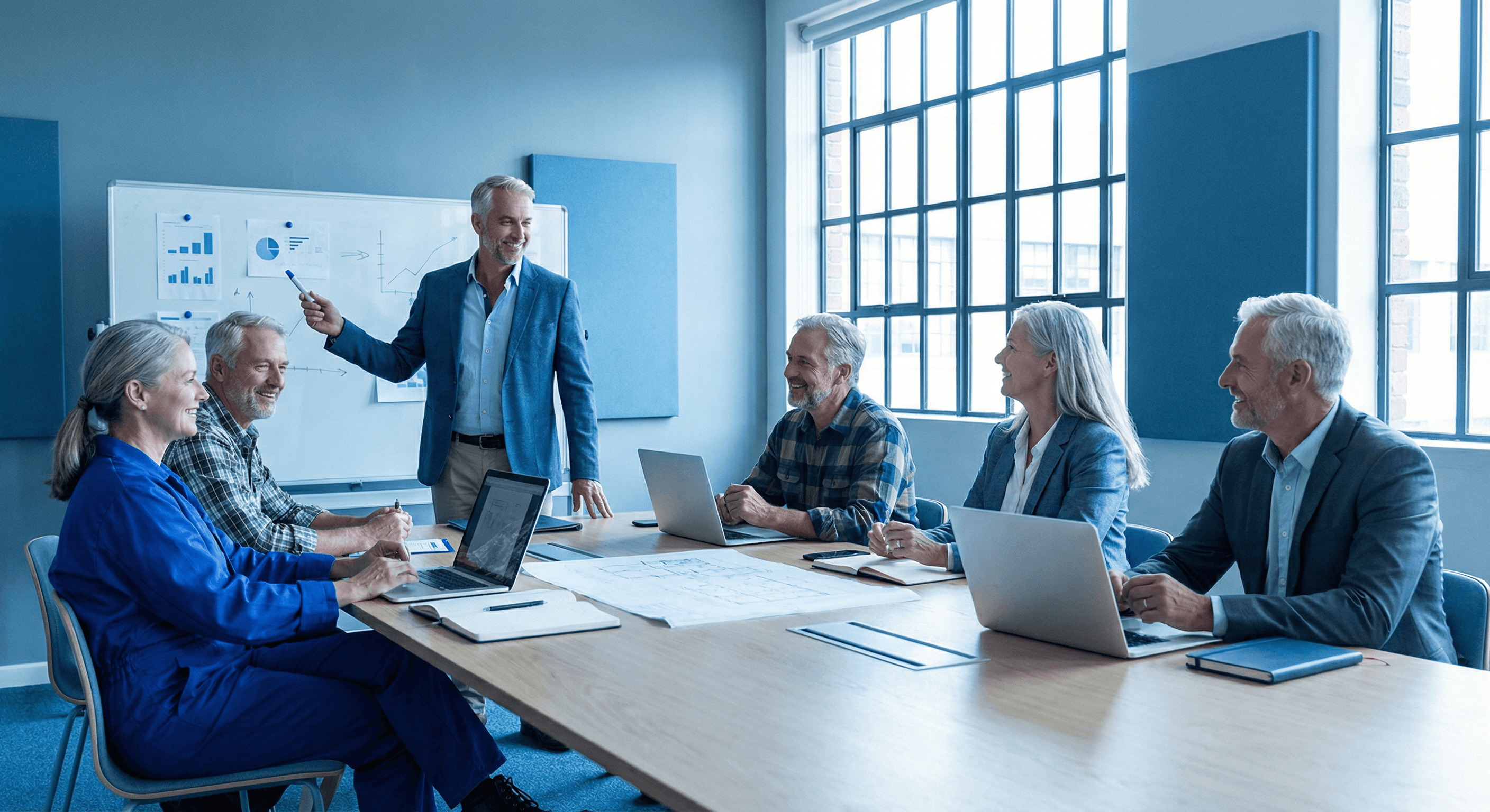 Seniorer i workshop med arbeidsgiver